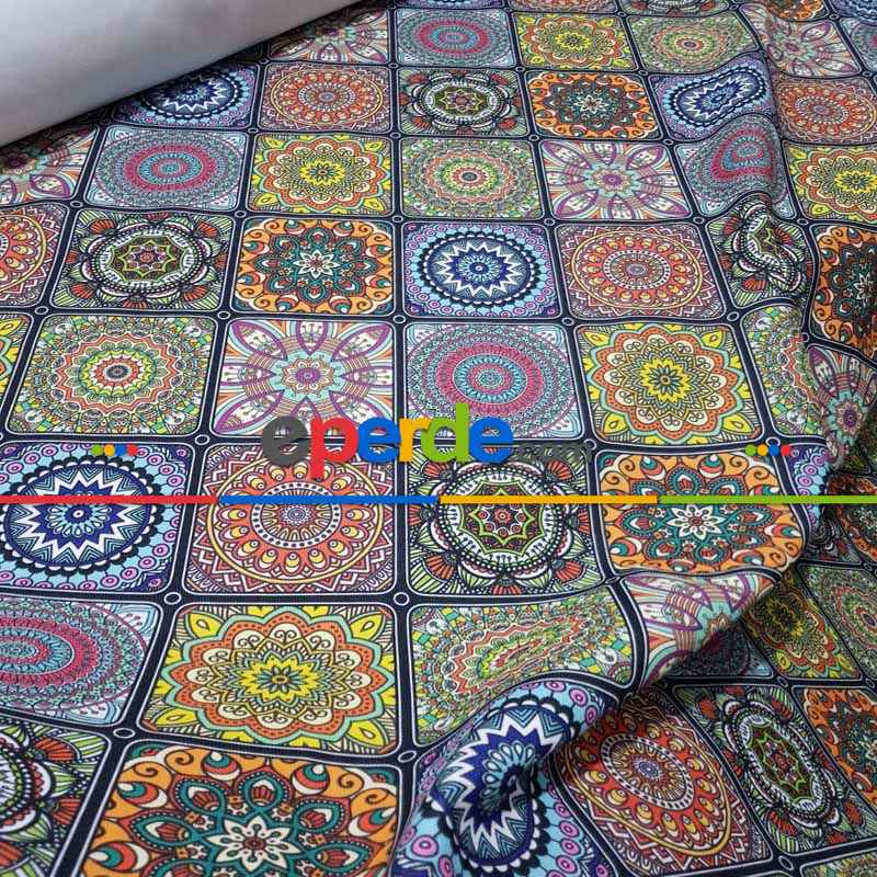 Mutfak Fon Perde Baskılı Evm403- Yeşil