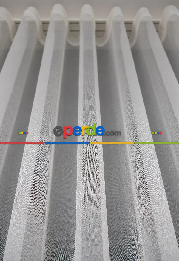 Gri Renk Monaliza Dökümlü Ütü İstemeyen Tül - İtinalı Dikiş Garantisi - Kurşunlu Tül - S Pile