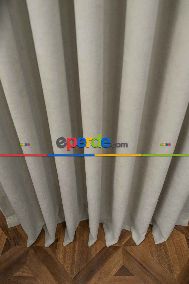 Açık Gri Düz Fon Perde Dökümlü Fon Perde 04