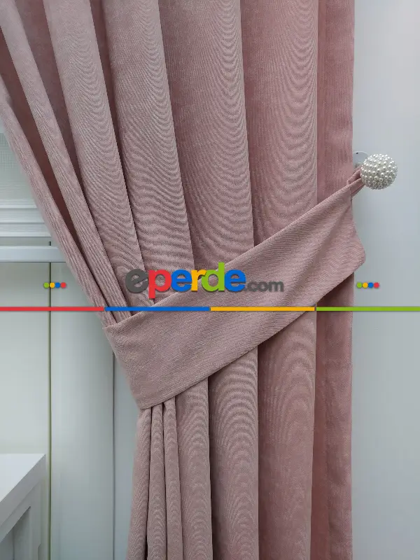 Salon Fon - Pudra Pembe - Düz Fon Perde ( 280 Eninde )- Pudra