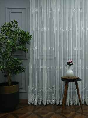 Tül Perde Geniş Etek Grek- Ekru