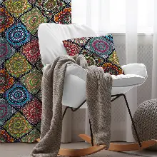 Genç Odası - Etnik Desenli Fon Perde Evim 403 Kumaşı Kalındır Duck Bezi Değildir