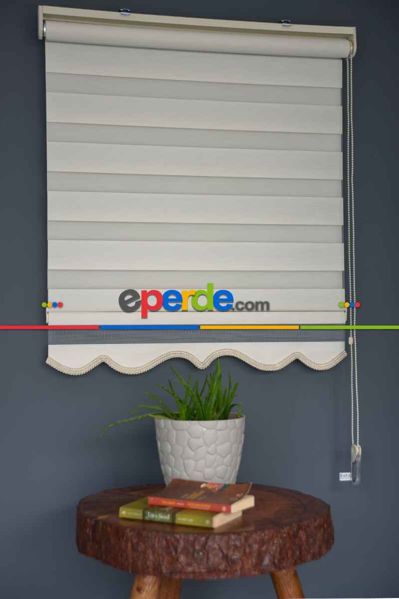 Halim Perdesan Bz-251 Beyaz Renk Etekli Veya Eteksiz Zebra Stor Perde