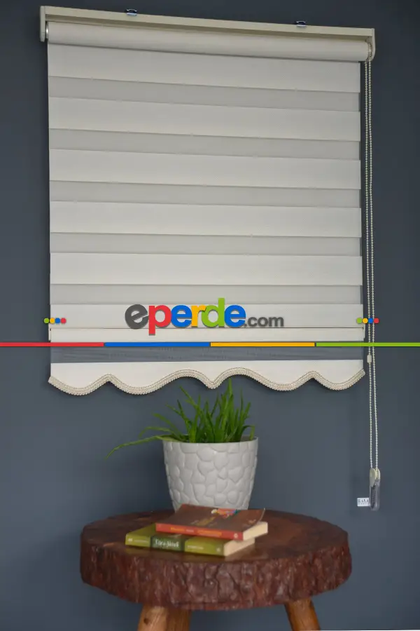 Halim Perdesan Bz-251 Beyaz Renk Etekli Veya Eteksiz Zebra Stor Perde