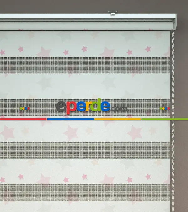 Yıldız Desenli Baskılı Zebra Perde- Çok Renkli