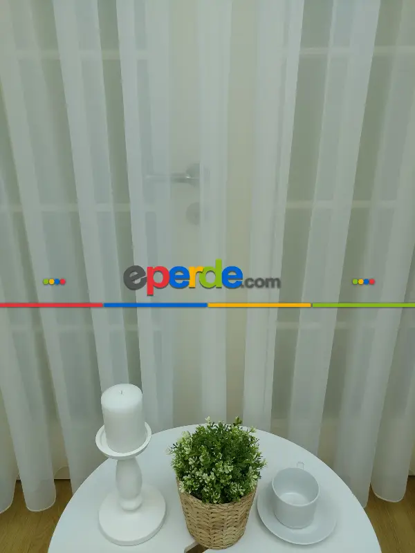 Ekru Kreep Düz Tül Perde