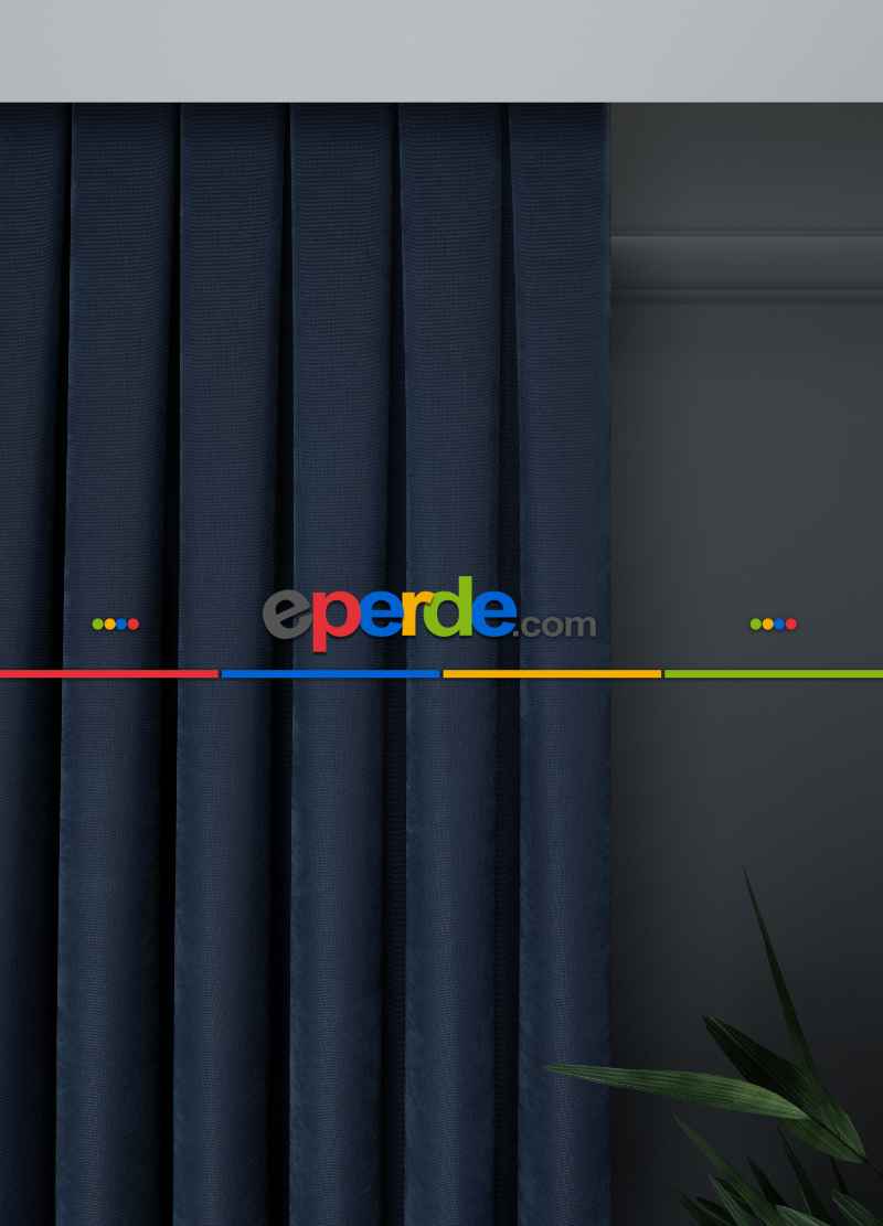 Düz Parlament Mavisi Fon Perde Dökümlü 841