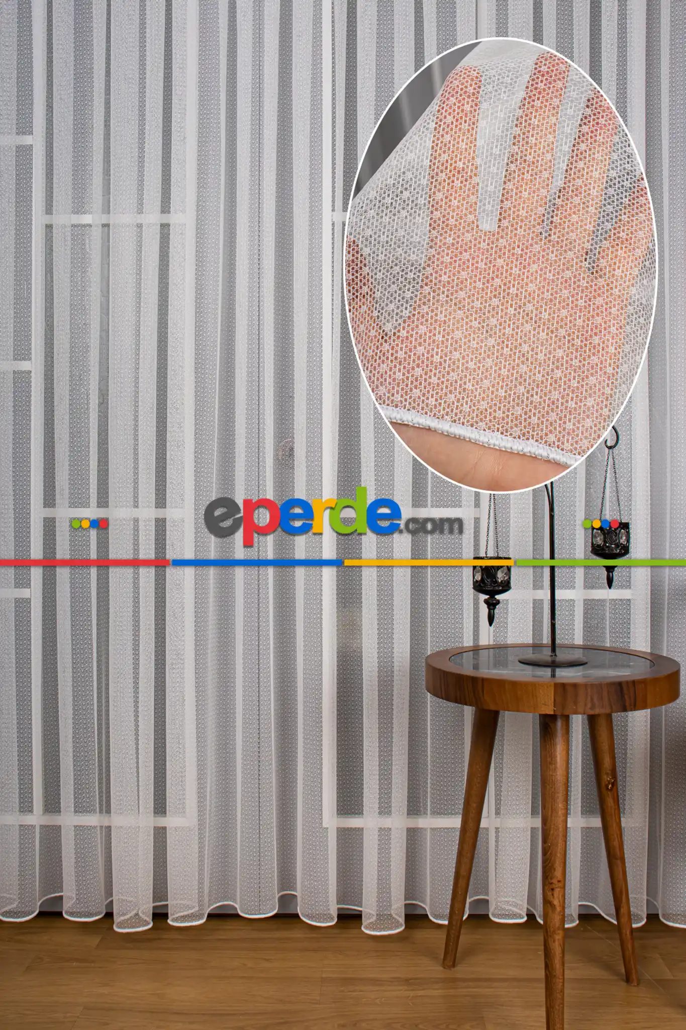 Mini Puantiyeli Örme Tül Perde