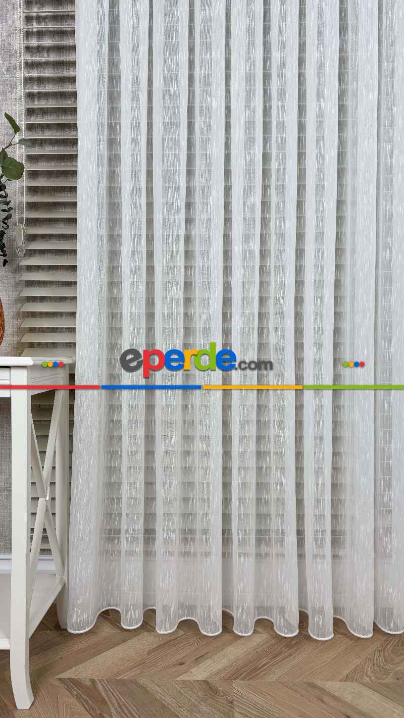 Ekru, Bambu Keten,tül Perde,yumuşak Ve Dökümlü