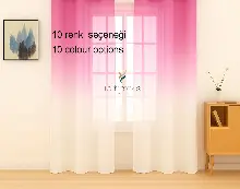 Fuşya Üstden Renk Geçişli Tül Perde