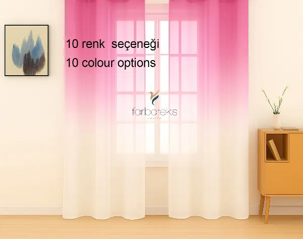 Fuşya Üstden Renk Geçişli Tül Perde