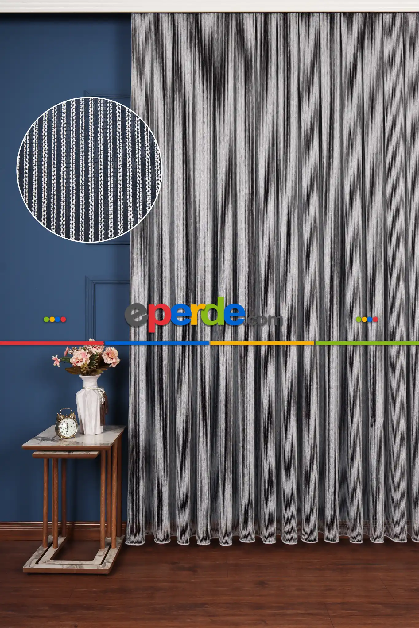 Salon Tül - Luka Gri-antrasit Düz Tül Perde Ütü İstemez