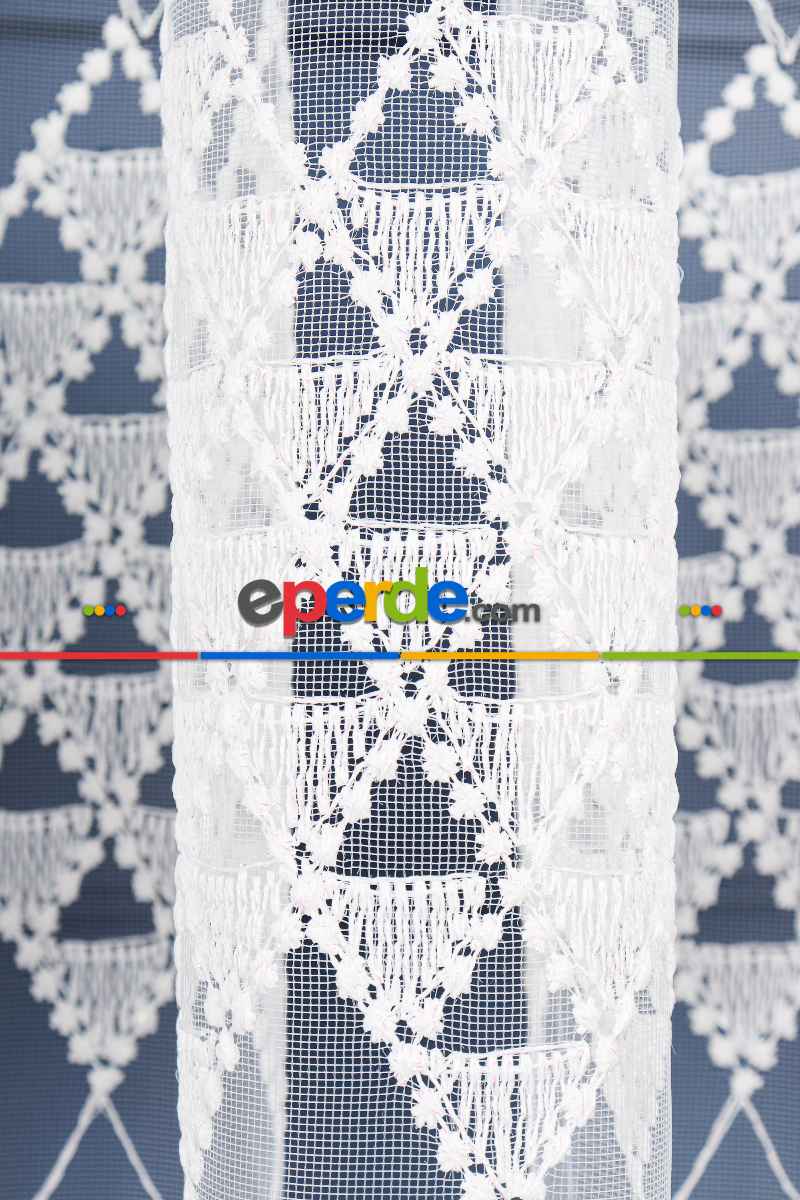 Salon Tül Modelleri - Brode İşlemeli Tül Perde Özel Seri 1117