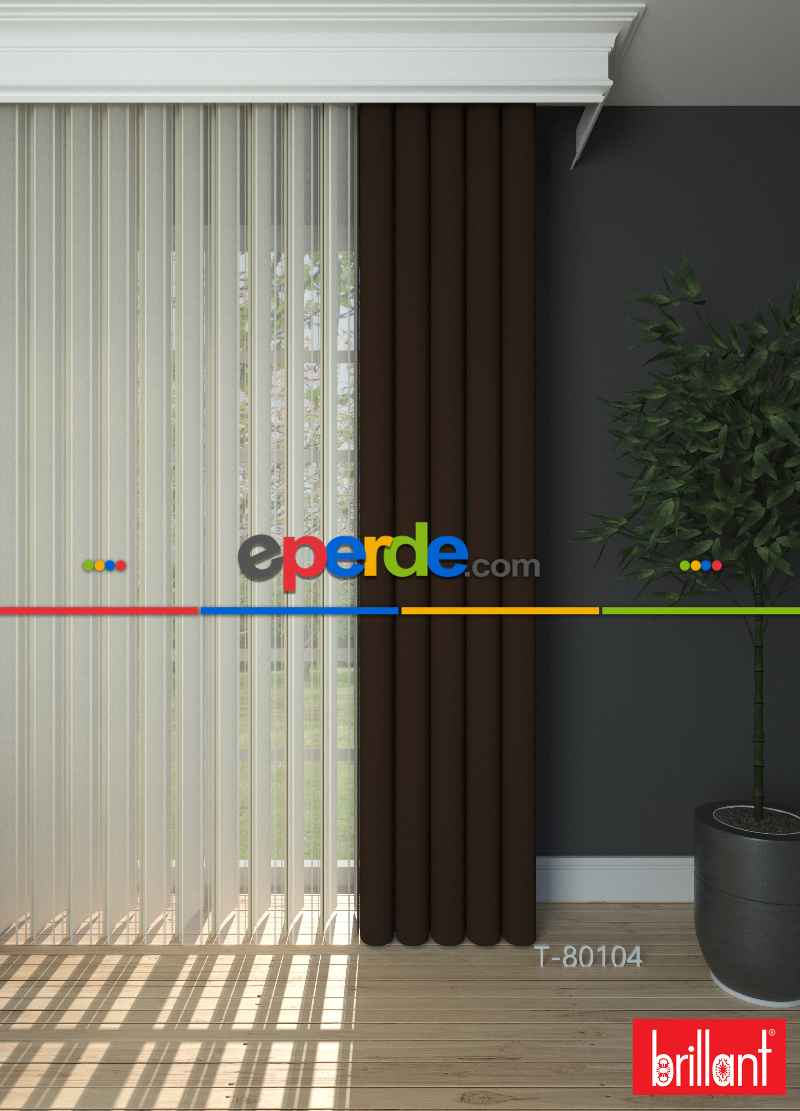 Brillant Akıllı Tül Perde Kahverengi Tül Dikey Zebra Perde Düz 1. Kalite