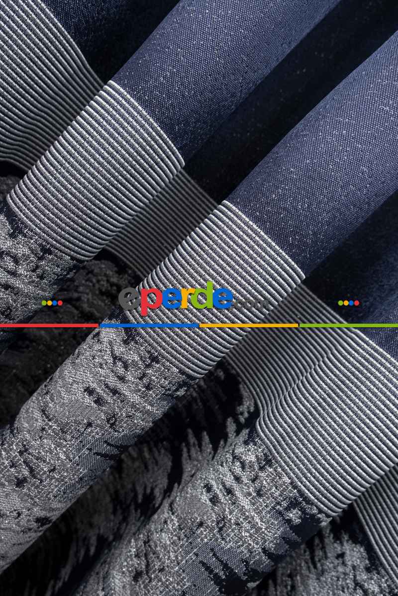 Lacivert Jakar Etek Pano Dökümlü Gramajlı Uygun Fiat Fon Perde (180)- Lacivert