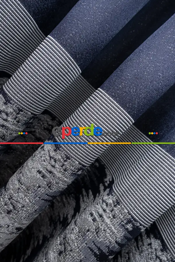 Yatak Odası - Lacivert Jakar Etek Pano Dökümlü Gramajlı Uygun Fiat Fon Perde (180)- Lacivert