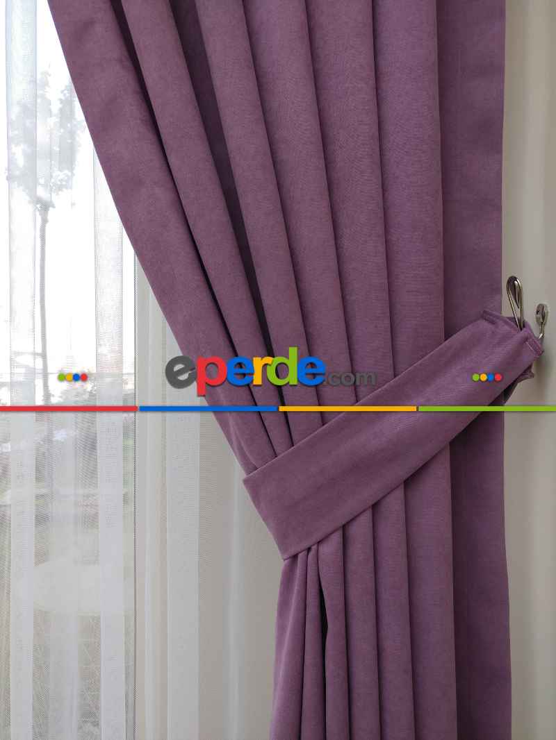 Eflatun Düz Fon Perde - Eflatun