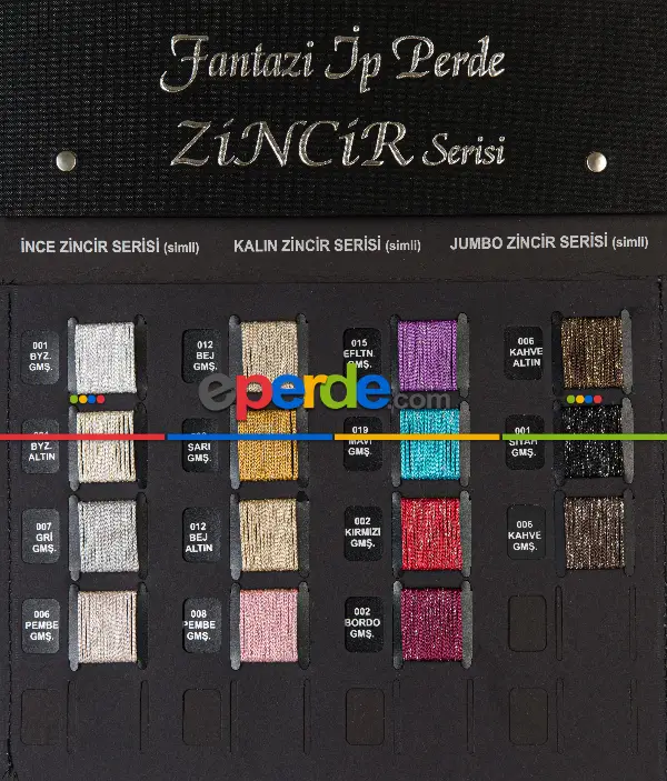 İnce Zincir Seri İp Perde Gold Gümüş- Gümüş Simli-roze Gold