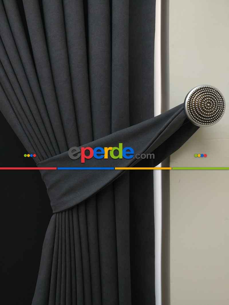 Düz Renk Dökümlü Fon Perde (150)- Gri Koyu