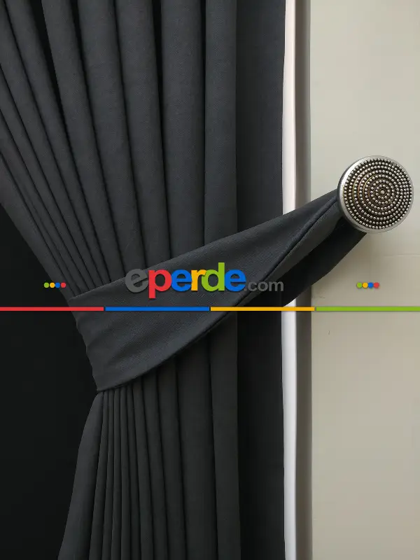 Düz Renk Dökümlü Fon Perde (150)- Gri Koyu