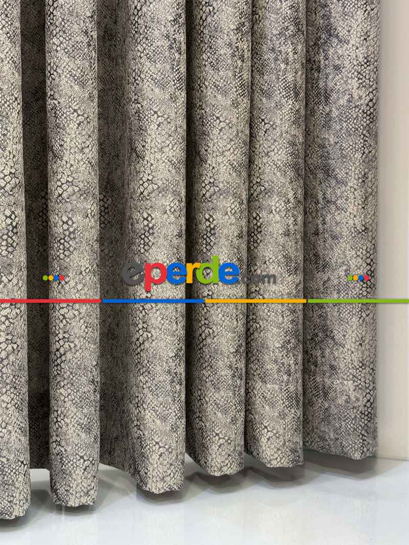 Salon - Gri Jakar Dokuma Desenli Fon Perde, Hafif Parlak Premium Kalite Seri