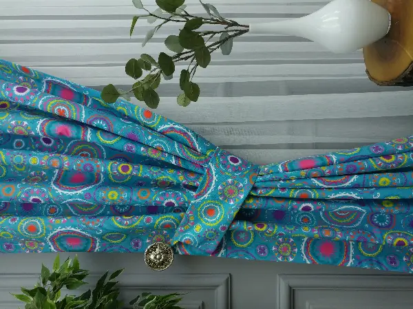 Mutfak Fon Perde Baskılı K621 E- Mavi