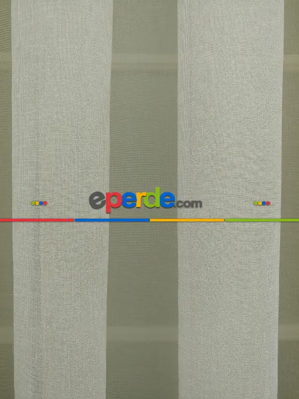 Salon Tül Perde - Krem - Keten Tül Perde- Krem