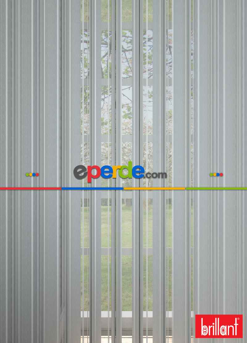 Brillant Akıllı Tül Perde Açık Gri Renkli Tül Dikey Zebra Perde Düz 1. Kalite