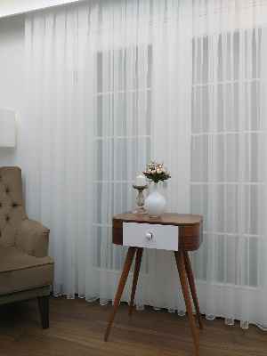 Salon Tül - Düz Tül Pırıltılı Zemin Perde- Ekru