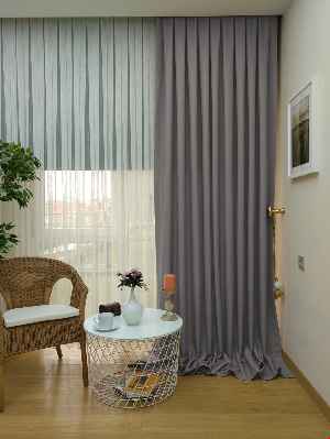 Keten Bej Renk Düz Fon Perde- Bej