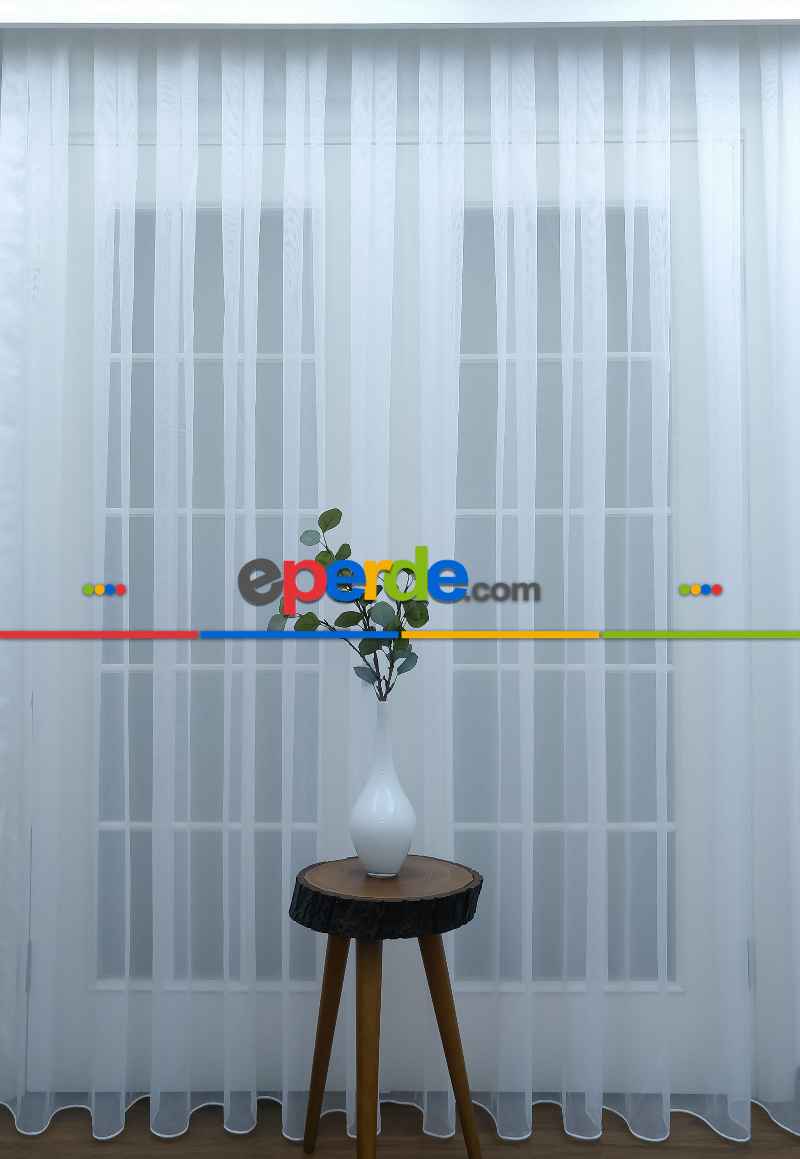 Mutfak - Pırıltı Zemin Tül Işıltılı Tül Simli Perde Beyaz Renk- Beyaz