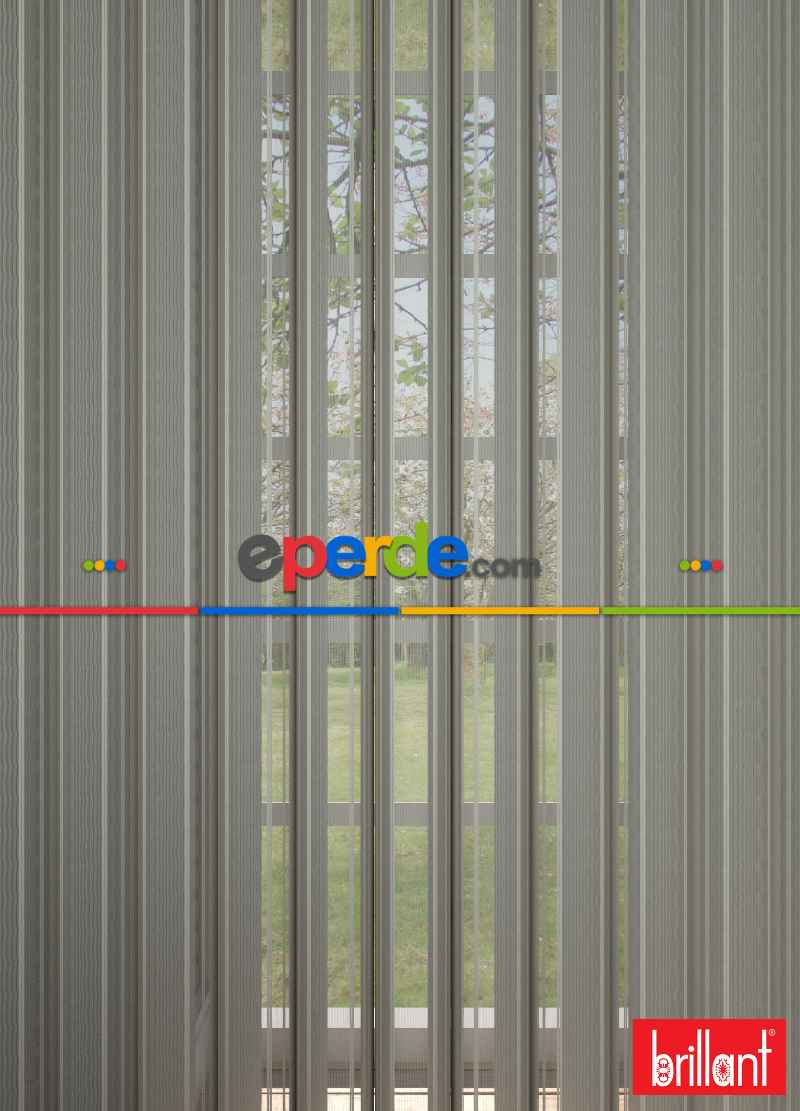 Brillant Akıllı Tül Perde Kahverengimsi Gri Renkli Tül Dikey Zebra Perde Düz 1. Kalite