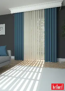 Brillant Akıllı Tül Perde Mavi Renkli Tül Dikey Zebra Perde Düz 1. Kalite