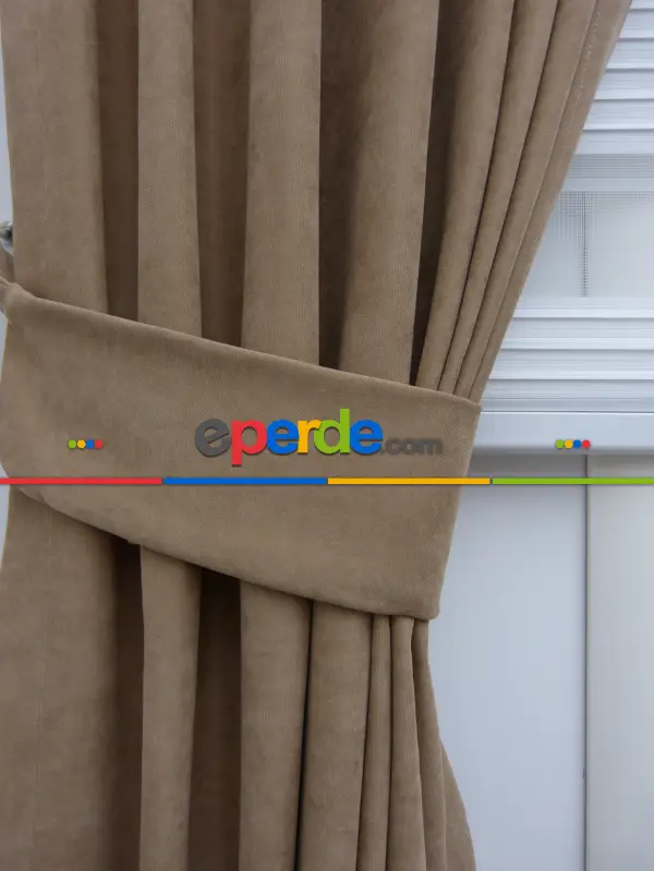 Sütlü Kahve Rengi Düz Fon Perde- Sütlü Kahve