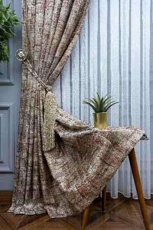 Salon Fon Perde - Carmen Jakar Dokuma Fon Perde- Bej