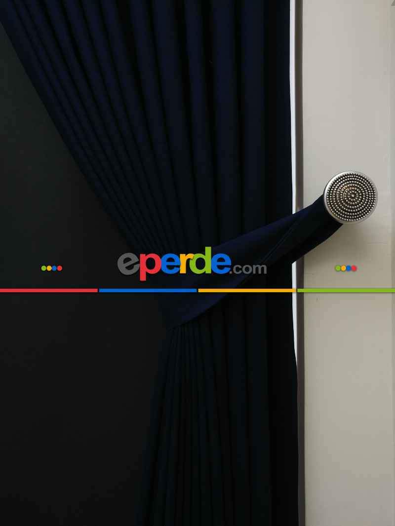 Düz Renk Dökümlü Fon Perde (150)- Lacivert