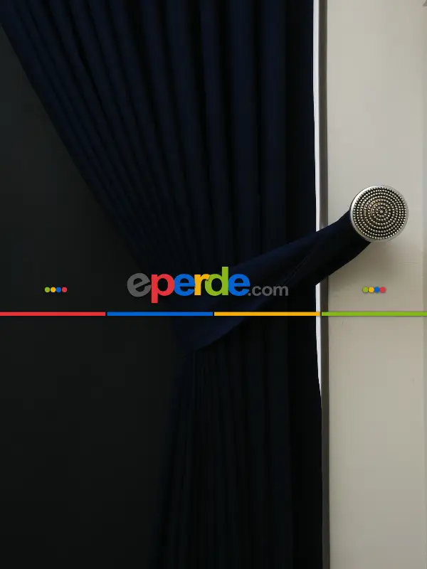 Düz Renk Dökümlü Fon Perde (150)- Lacivert