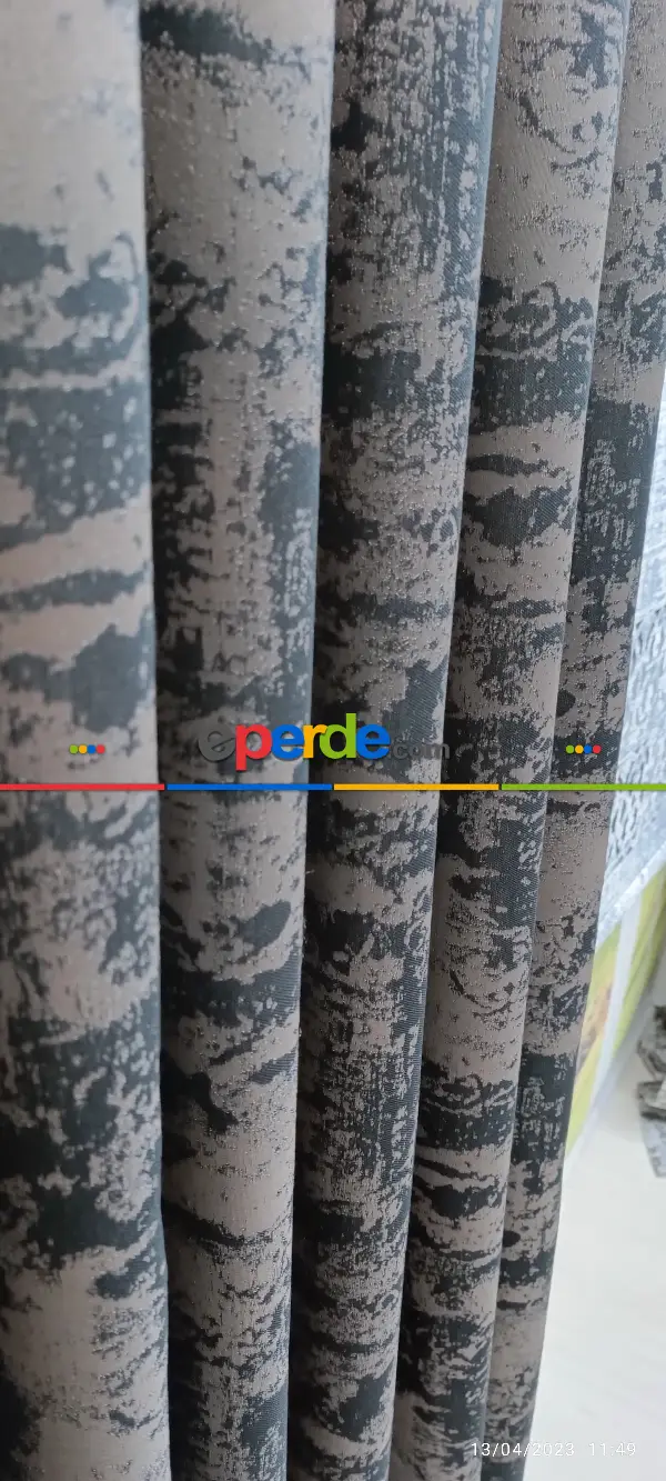 Yatak Odası - 2023 Elit Modern Damask Desenli Fosforlu İplik Dokuma Fon Perde - 3 Bakır-siyah