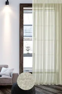 Keten Görünümlü Düz Tül Perde Pilesiz Krem