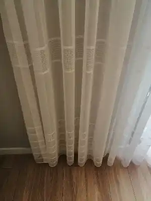 Bambu Vakko Enine Bantlı Tül Ekru