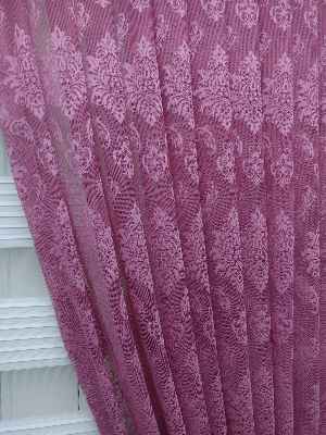 Tül Fon Perde- Gül Kurusu Damask Desenli- Gül Kurusu