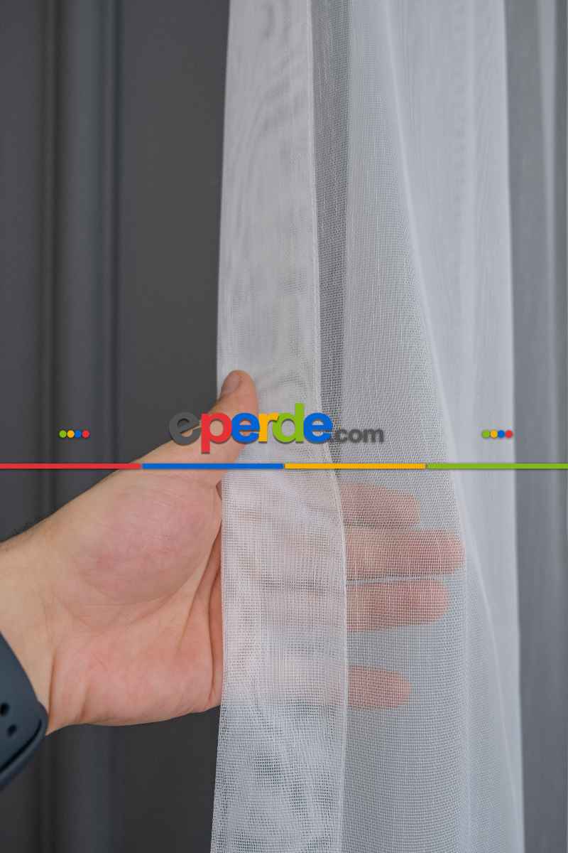 Genç Odası Bantlı Fantazi Dökümlü Ütü İstemeyen Tül - İtinalı Dikiş Garantisi - Kurşunlu Tül