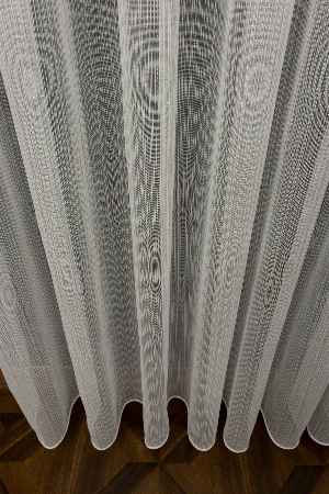 Salon Arzenen Işıkta Doğal Parlama-ışıltı Efektli, Gümüş Şerit Detaylı Tül Perde- Beyaz