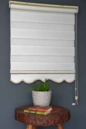 Halim Perdesan Dk-100 Ekru & Beyaz Renk Etekli Veya Eteksiz Zebra Stor Perde