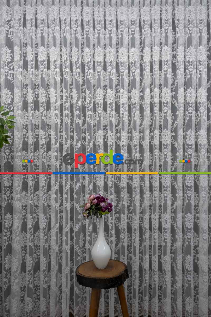 Damask Desen Örme Tül