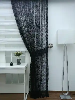 Metre İle Dikişsiz Siyah File Tül Fon Perde- Siyah