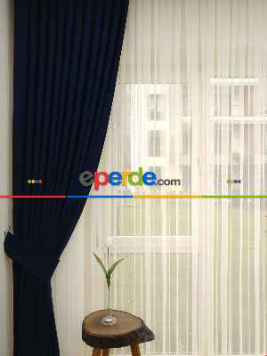 Lacivert - Düz Fon Perde ( Dökümlü Fon Perde)- Lacivert