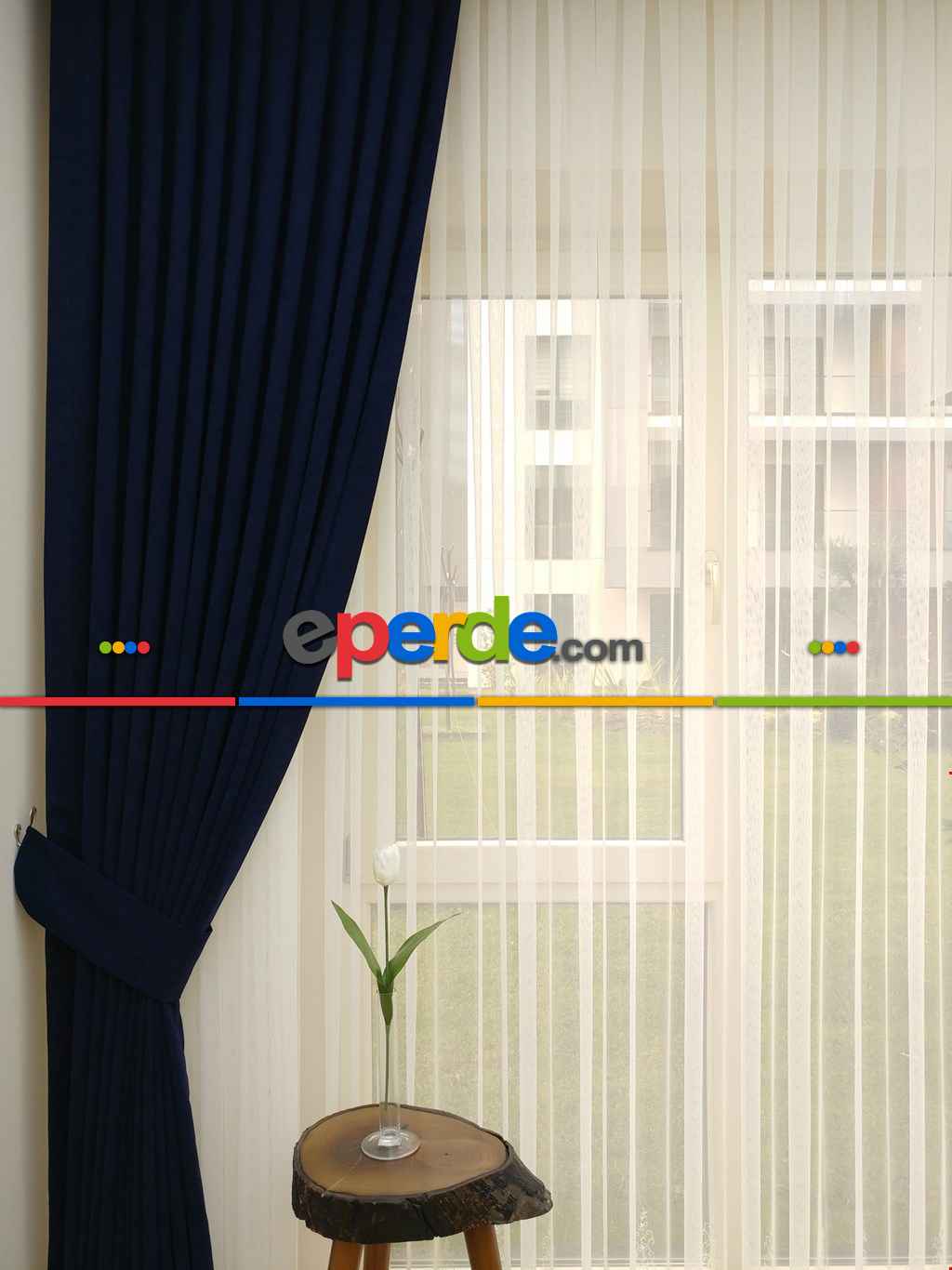 Lacivert - Düz Fon Perde ( Dökümlü Fon Perde)- Lacivert