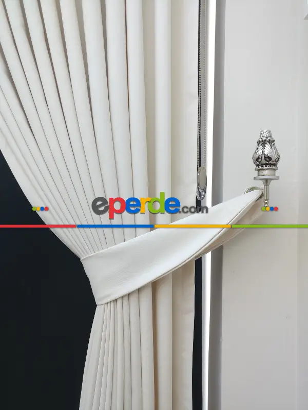 Yatak Odası - Düz Renk Dökümlü Fon Perde (180)- Beyaz