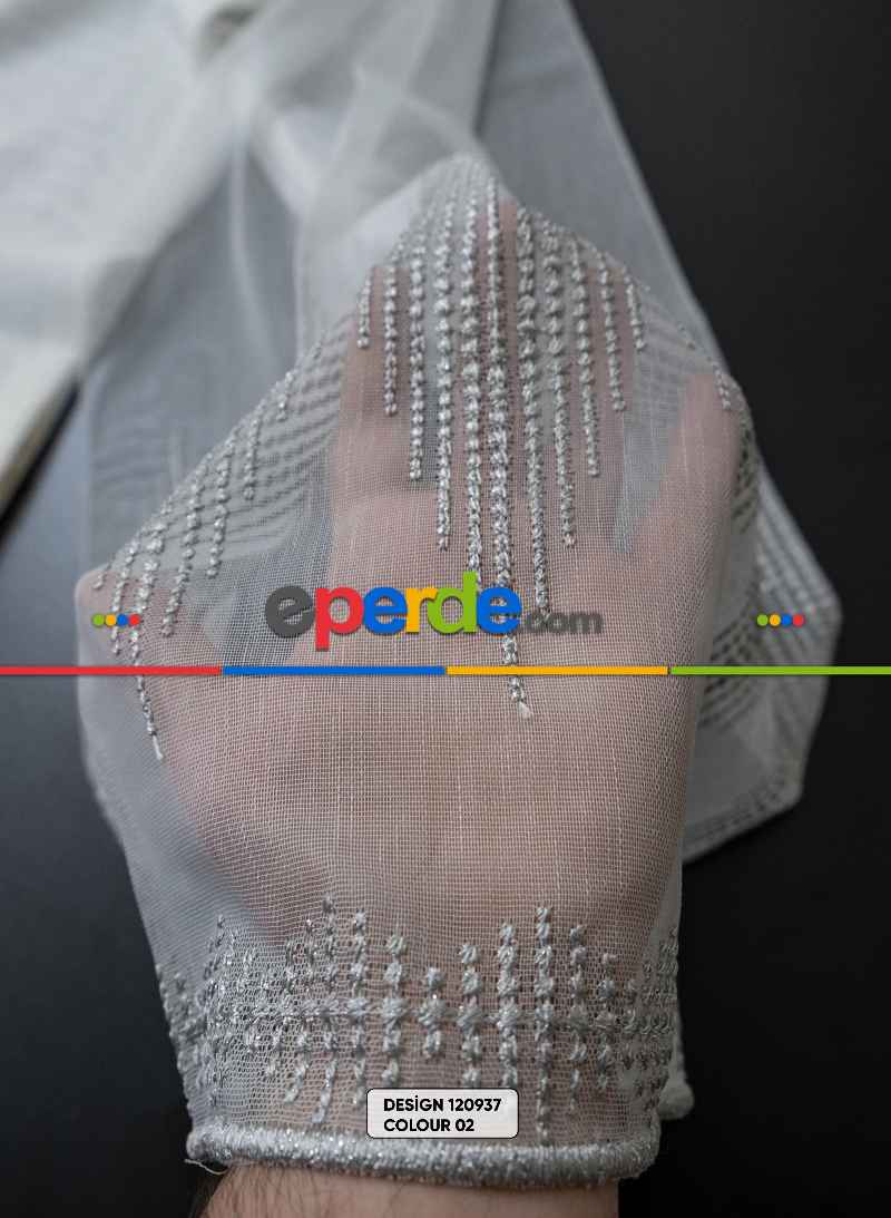 Salon Tül - Etek Ve Ara Desenli Modern Tül Perde